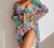 Women'S Split Swimsuit Purple Neck Tie Up Swimwear Skirt Bikini Four Piece Set Female Bathing Suit With Shorts Bottoms 비키니