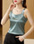 Woman T-shirts Elegant SILK Satin Blouse Sleeveless Female Summer 2025 Casual Loose Tanks and Camis Solid Green Tops for Women