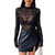 Top Women T Shirt Sexy Bottoming Tops Long Sleeve Flower Mesh Sheer Stand Neck Tees Summer Female Undershirts Blouse 2025