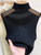 Mesh Knitted Top Women Y2K Tank Top Half Neck Vest Female Sleeveless Sweater Chic Cut Out Streetwear Solid Skinny Tube Top