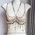 Women Tops Beaded Camisole Vest Bikini Bra Top Body Exaggerated Pearl Neck Bustier Beachwear Lingerie Woman's Club Rave