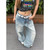 ZHIZOU Vintage Y2k Embroidery Jeans Women Blue High Waist Straight Baggy Denim Trousers American Retro 90s Street Wide Leg Jeans