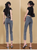 Y2K Denim Jeans Korean Style Women's Pants Straight Leg Elastic Eight Points Brick Pattern Slimming High Waist Hollow Embroidery