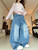 Vintage Street Style Star Embroidered Jeans Women Fashion New Slimming Versatile Washed Wide Leg Pants Loose Curved Hem Denim
