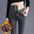Trendyol Fashion High Waist Plus Fleece Elastic Jeans Women Clothing 2024 Winter Slim Korean Vintage Distressed Pencil Pants