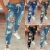 Fashion Vintage Blue Ripped Jeans Women Elastic Waist Drawstring Pencil Denim Jeans Office Lady Holes High Waist Trousers