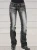 Low-waisted Women Flared Jeans Fashion Vintage Whitish Blue Washable Denim Pants Slim Fit Trousers Female Chic Casual Streetwear