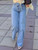 HH Women Elegant Fashion Straight Jeans Vintage Casual High Waist Wide Leg Denim Pants Y2K High Street Lady Trousers Blue Jeans