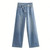 HH Women Elegant Fashion Straight Jeans Vintage Casual High Waist Wide Leg Denim Pants Y2K High Street Lady Trousers Blue Jeans