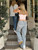 Blue Jeans for Women Pink Bow Embroidery Jeans Y2K Straight High Waist Vintage Casual Trousers Female Wide Leg Designer Pants