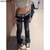 Summer Y2k Fashion Retro Punk Low Waist Skinny Flare Pants Casual Embroidery Women Jeans Blue Wings Embroidery Slim Fit Pants