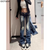 Summer Y2k Fashion Retro Punk Low Waist Skinny Flare Pants Casual Embroidery Women Jeans Blue Wings Embroidery Slim Fit Pants