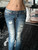 Women Vintage Washed Ripped Jeans Y2K American Retro Low Rise Slim Denim Pants Streetwear 2000s 90s Trousers Bell Bottom
