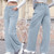 New Y2K Washed Blue Straight Loose Fit High Waist Hole Trousers Pants Women's Jeans Fashion Personality To Do Old Denim