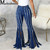 2021 Women Flare Jeans High Waist Fringe Hole Denim Skinny Pants Ladies Stretch Jeans Female Wide Leg Jeans Bell Bottoms Clothes