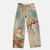 KUCLUT 2025 Autumn Winter Fashion Niche Design Print Contrast Color Loose Jeans For Women Straight Wide-leg Denim Pant 1A1517