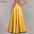 ZANZEA Bohemian Women Satin Silk Black Long Skirts Elegant Solid A-Line Party Jupes Femme Waist Zipper Oversized Casual Dresses
