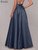 ZANZEA Bohemian Women Satin Silk Black Long Skirts Elegant Solid A-Line Party Jupes Femme Waist Zipper Oversized Casual Dresses