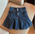 High-Waisted Denim Skirt Women's New Pleated Retro Blue Skinny A-line Flanged Wrap Hip Skirt
