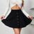 Fashion Corduroy Mini Skirts for Women Single Breasted Skirt Woman Autumn Winter Chic High-Waisted Umbrella Skirts Female