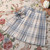 Zoki Jk Women Plaid Skirt Summer High Waist Adjust Button Girls Pleated Skirt Japan Student Cute Blue Bow School Mini Skirts