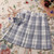 Zoki Jk Women Plaid Skirt Summer High Waist Adjust Button Girls Pleated Skirt Japan Student Cute Blue Bow School Mini Skirts
