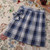 Zoki Jk Women Plaid Skirt Summer High Waist Adjust Button Girls Pleated Skirt Japan Student Cute Blue Bow School Mini Skirts