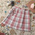 Zoki Jk Women Plaid Skirt Summer High Waist Adjust Button Girls Pleated Skirt Japan Student Cute Blue Bow School Mini Skirts