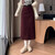 Vintage High Waist Winter Long Skirts For Women Elegant Office Wear Solid Corduroy Pencil Skirt With Belt Wrap Falads Largas