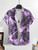 Men Street Fashion Summer Daily Shirt Hawaiian Cartoon Print Casual Loose Shirts Short Sleeve Beach Loose Tops