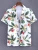 Hawaiian Beach Men's Short Sleeve Shirt with Plant Print Pattern Boy's Short Sleeve Lapel Casual Shirt Fashionable Tops