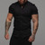 Muscle Men Fitness Sports Leisure Elastic Shirt Solid Lapel Button Business Streetwear Fashion Trend Summer New Short Sleeve Top