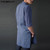 INCERUN Men's Long Sleeve Midi Men T-shirts New Fashion Muslim Clothing Solid Color Indian Kurta Teenager Kaftan 2024 Shirt 5XL