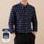 Men's 100% Cotton Striped Checkered Long Sleeve Oxford Shirt Front Patch Chest Pocket Button-down Plaid Versatile Casual Shirts