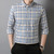 Men's 100% Cotton Striped Checkered Long Sleeve Oxford Shirt Front Patch Chest Pocket Button-down Plaid Versatile Casual Shirts