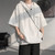 2026 Summer Men Hooded Shirt Korean Half Sleeve Pullover Streetwear Hip Hop Loose Shirt Tops Drawstring Men Clothing M-5XL