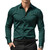 Men's Solid Green Shirt Long Sleeve Slim Fit with Black Buttons Wrinkle-Free Stretch Fabric for Business Wedding & Daily Wear