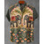 New Retro Men's Ethnic Elephant Pattern Print Lapel Shirt, Fashion Casual Short Sleeve Linen Neuheiten In Oberteile Und T-shirts