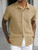Men's regular slim fit solid color short sleeved shirt with button down casual hollow top, suitable for summer fashion daily wea
