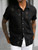Men's regular slim fit solid color short sleeved shirt with button down casual hollow top, suitable for summer fashion daily wea