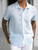 Men's regular slim fit solid color short sleeved shirt with button down casual hollow top, suitable for summer fashion daily wea