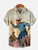 Men's Retro Denim Printed Shirt 3D Animated Printed Shirts Men's Summer Beach Casual Shirt Hawaii Vacation Short Sleeved Shirts