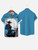 Men's Retro Denim Printed Shirt 3D Animated Printed Shirts Men's Summer Beach Casual Shirt Hawaii Vacation Short Sleeved Shirts