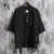 Men's Black Haori Cardigan Kimono Short Sleeve Shirt Samurai Japanese Style Loose Yukata Shirts Streetwear Casual Thin Tops
