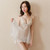 Sexy Mesh Nightgown Lingerie See-Through Sleepwear Set with Straps and Backless Lace Loungewear for Women