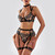 Amazon Cross-Border Best-Selling Sexy Lingerie for Women, Ultra-Thin Mesh See-Through Eyelash Lace Thigh-High Stockings Four-Piece Set