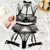 Amazon Cross-Border Best-Selling Sexy Lingerie for Women, Ultra-Thin Mesh See-Through Eyelash Lace Thigh-High Stockings Four-Piece Set