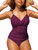 2025 European and American New One-Piece Hanging Shoulder Pure Color Bikini Pleated One-Piece High-End Beach Casual Vacation Swimsuit