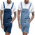 Wepbel One-Piece Working Bib Top Pants Denim Retro Jeans Overalls Summer Men's Denim with Hole Shorts Suspender Shorts Jeans