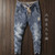 Luxury Korean Style Clothes Men's Denim Jeans with Elastic Waistband Drawstring for Washed Autumn Casual Stretch Jeans Male